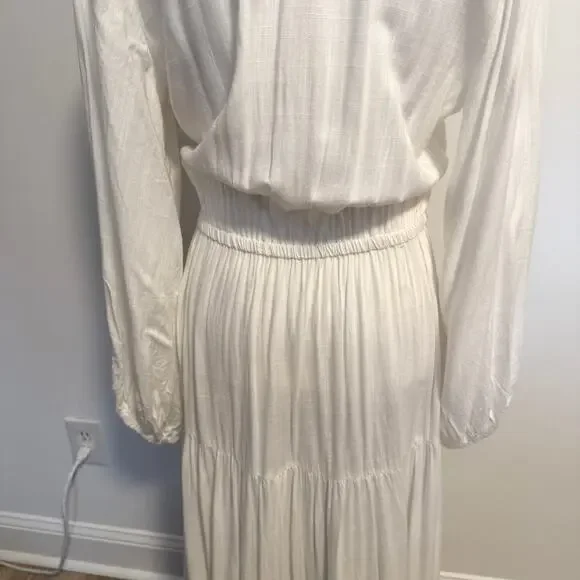L*SPACE Hanna Balloon Long Sleeve Tiered Maxi Dress In Cream Size Large New - Picture 12 of 15